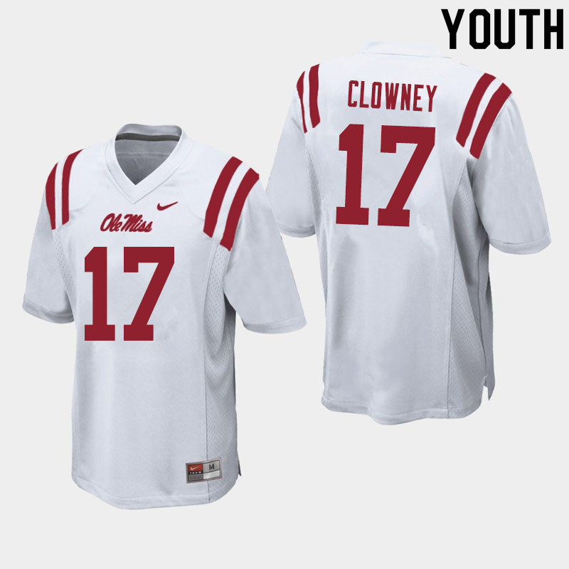 Demon Clowney Ole Miss Rebels NCAA Youth White #17 Stitched Limited College Football Jersey RRI6258ZA